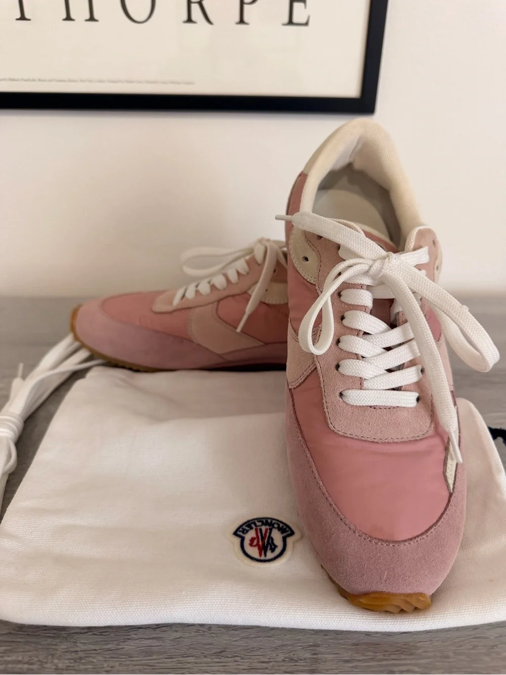 Moncler Authentic Pink Suede & Nylon low-top Retro Sneakers Size 8 (EU 38)